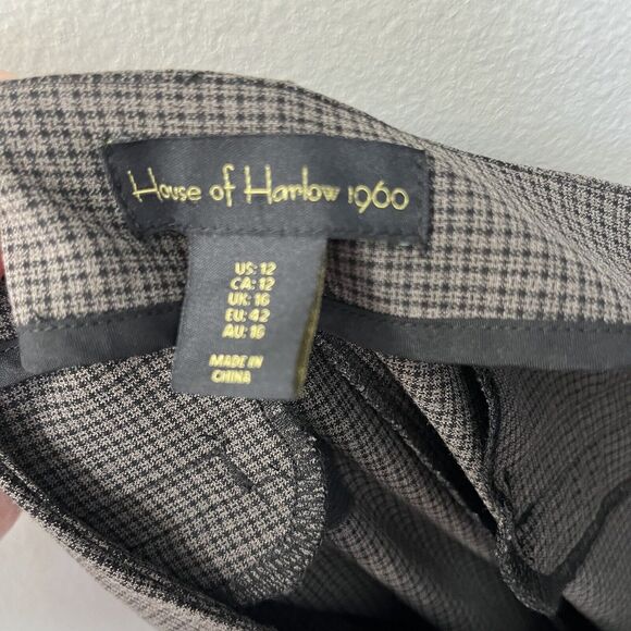 House of Harlow 1960 | Plaid Slit Trouser Work Pants Brown Size 12 Career EUC - Picture 7 of 7